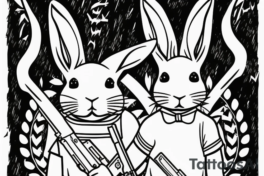rabbit holding an AK47 in the hand tattoo idea