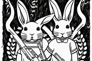 rabbit holding an AK47 in the hand tattoo idea