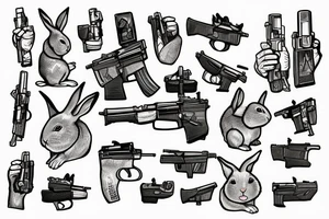 rabbit holding an AK47 in the hand tattoo idea