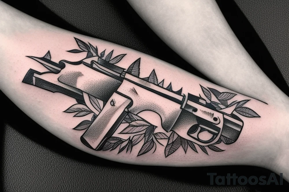 rabbit holding an AK47 in the hand tattoo idea