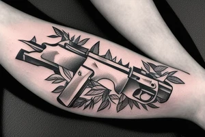 rabbit holding an AK47 in the hand tattoo idea