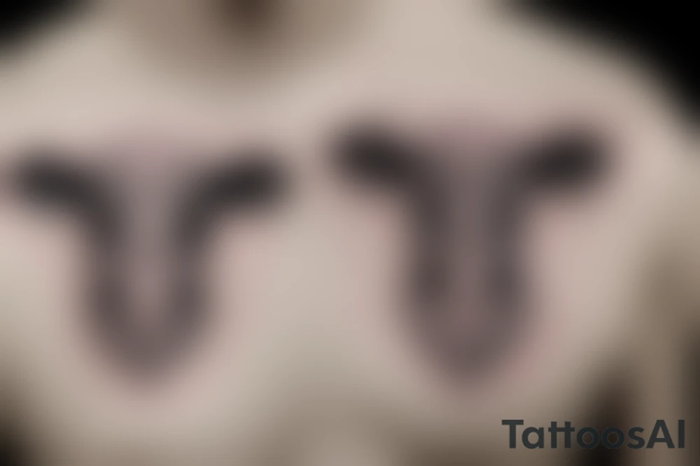 Outline cow head with big glossy eyes tattoo idea