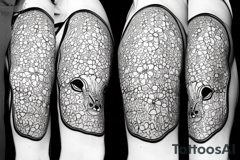 Outline dairy cow head with big glossy eyes tattoo idea