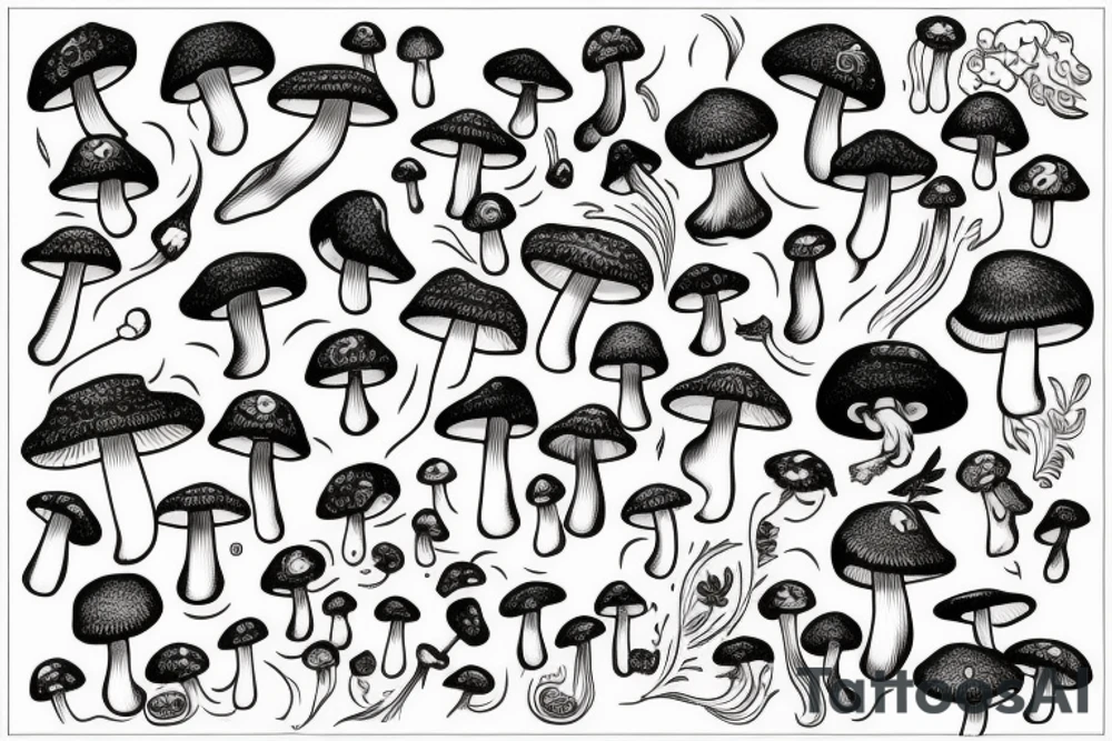 Cloudy spirit of Mushroom tattoo idea