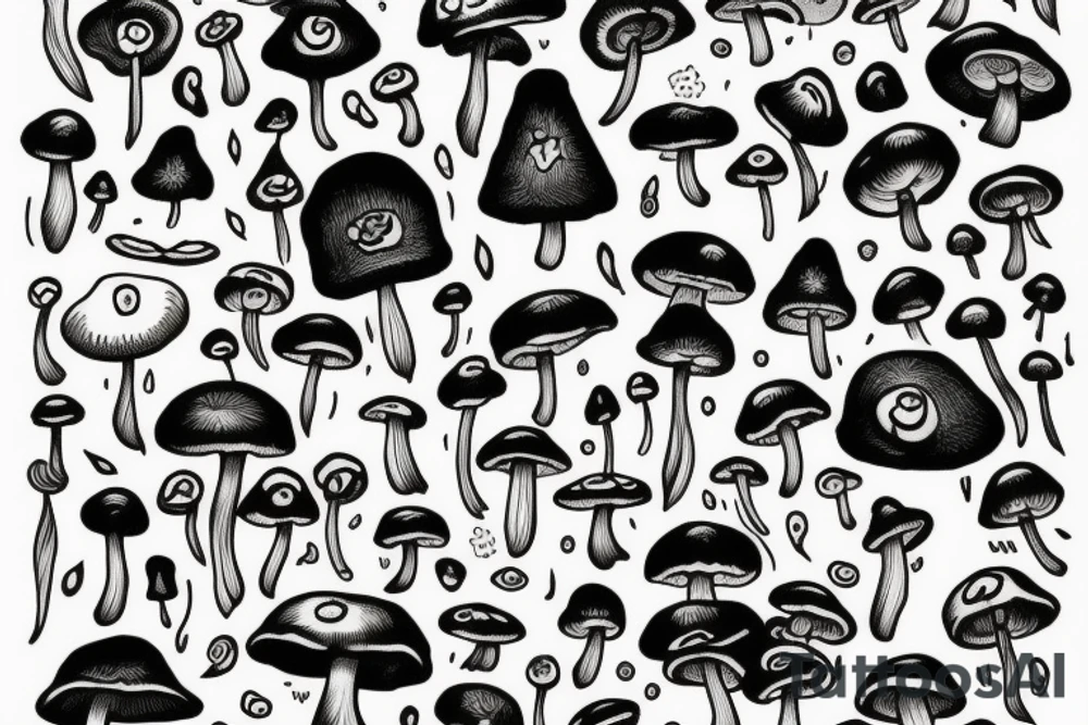 Cloudy spirit of Mushroom tattoo idea