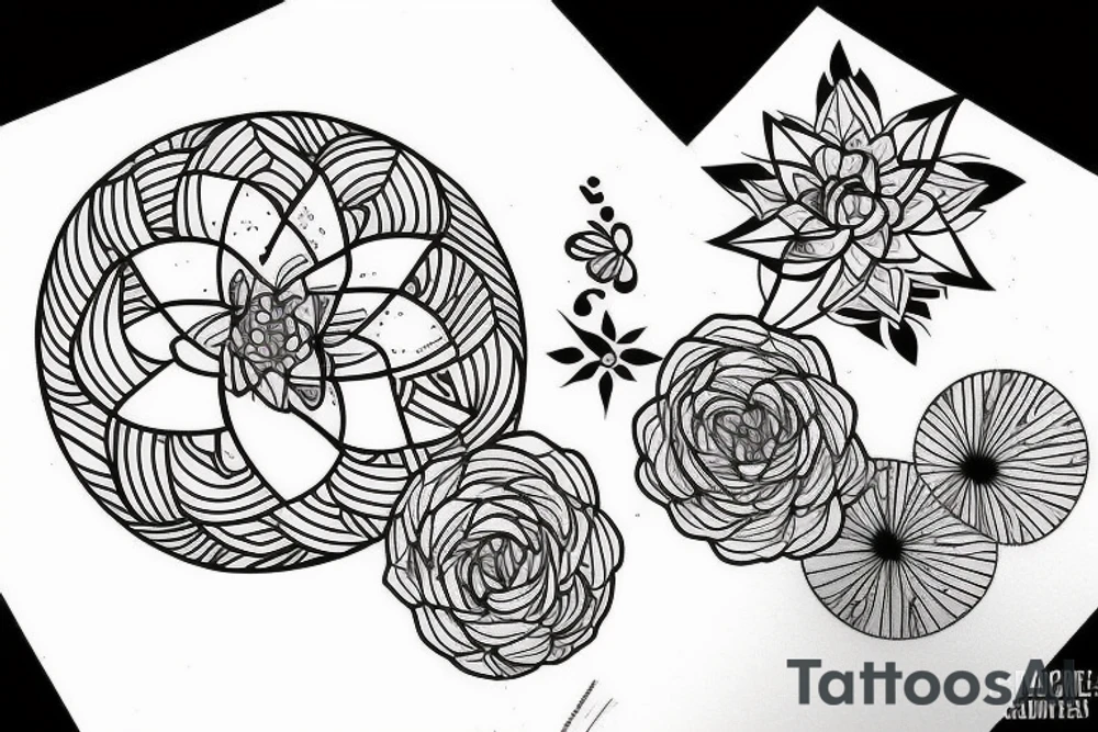 Tier Blume Geometrie tattoo idea