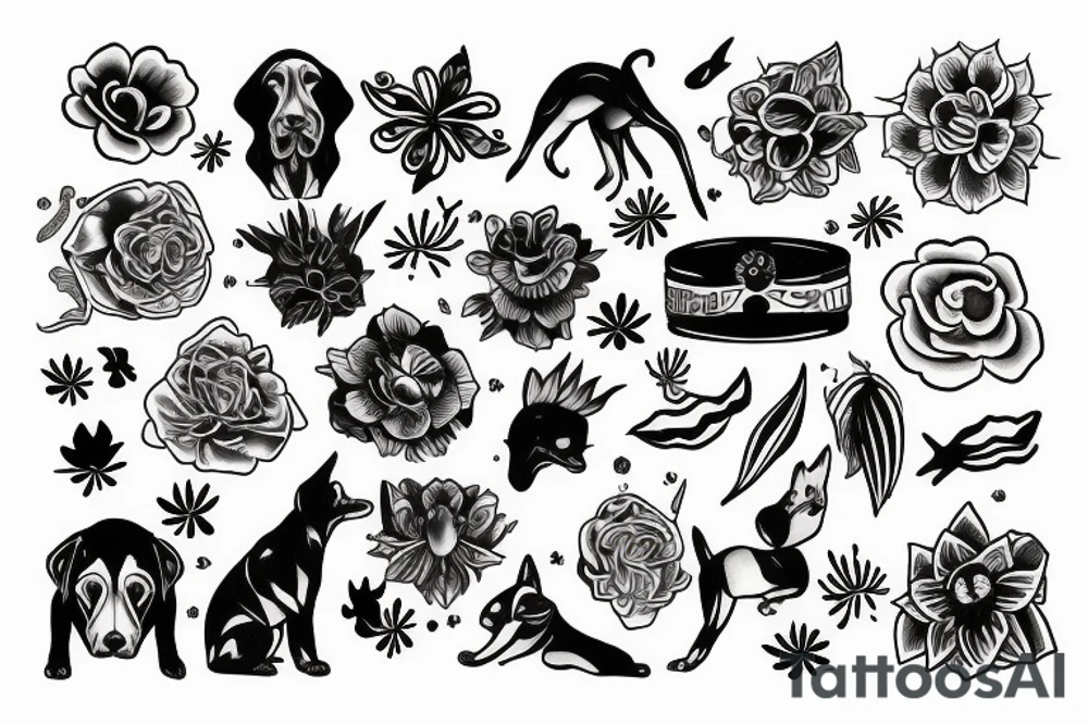 Hund Blume tattoo idea