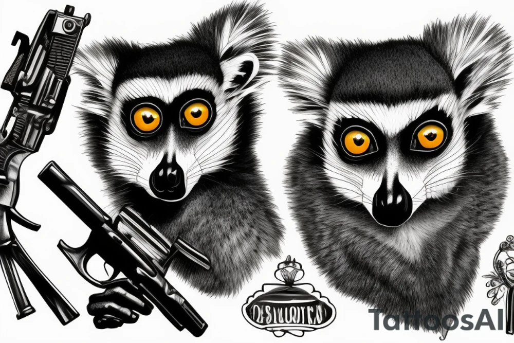 Lemur with a gun tattoo idea