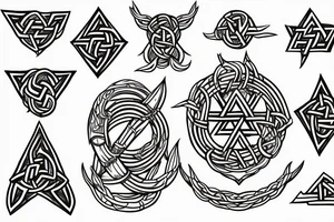 jormungandr encircling yggdrasil and valknut tattoo idea
