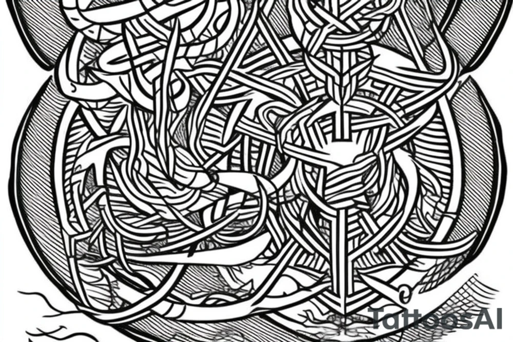 jormungandr encircling yggdrasil tree and valknut tattoo idea