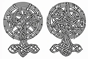jormungandr encircling yggdrasil tree and valknut tattoo idea