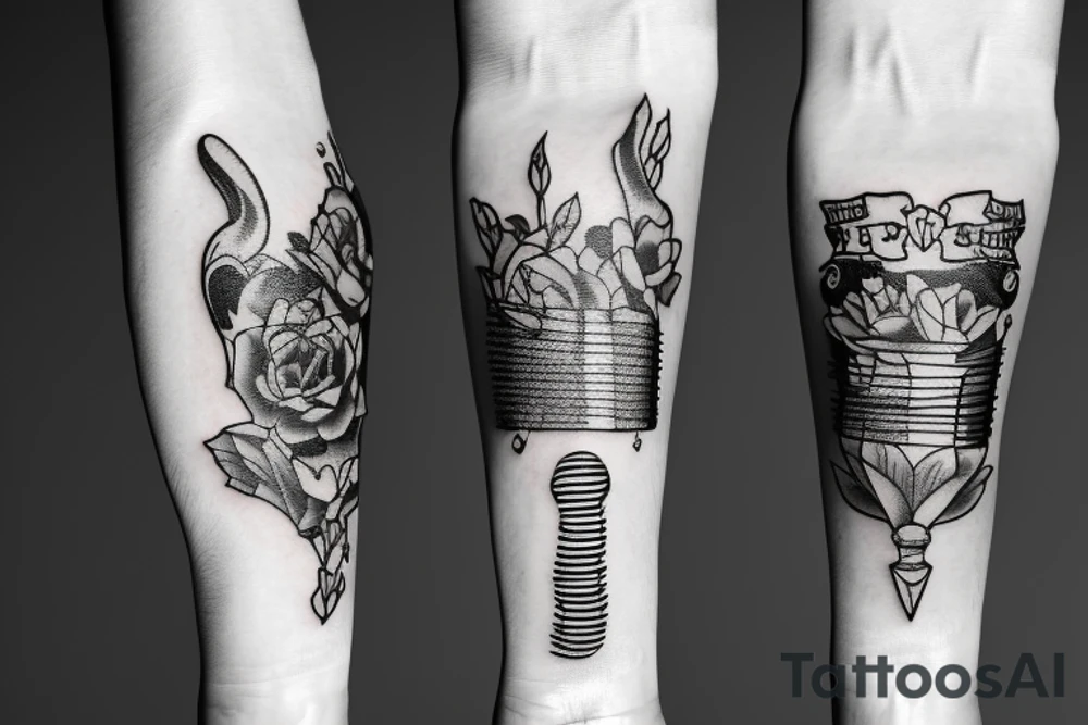 Three bands on arm made of sing lyrics tattoo idea