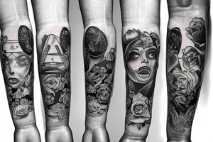Three bands on arm made of sing lyrics tattoo idea