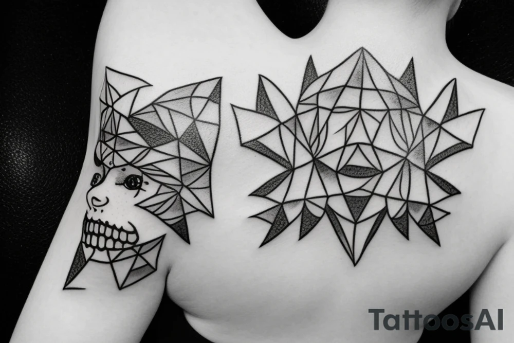 Simple outline lady head with white stars for eyes tattoo idea