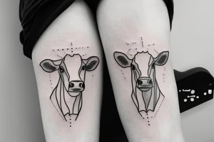 Simple outline female cow head tattoo idea