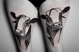 Simple outline female cow head tattoo idea