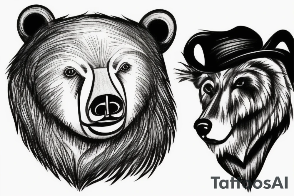 Bear wearing hat tattoo idea