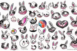 Fluffy bunny with glossy cutie eyes tattoo idea