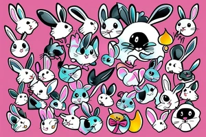 Fluffy bunny with glossy cutie eyes tattoo idea