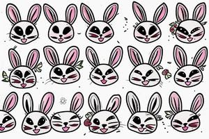 Fluffy bunny with glossy cutie eyes in bush tattoo idea