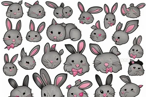 Fluffy bunny with glossy cutie eyes in bush tattoo idea