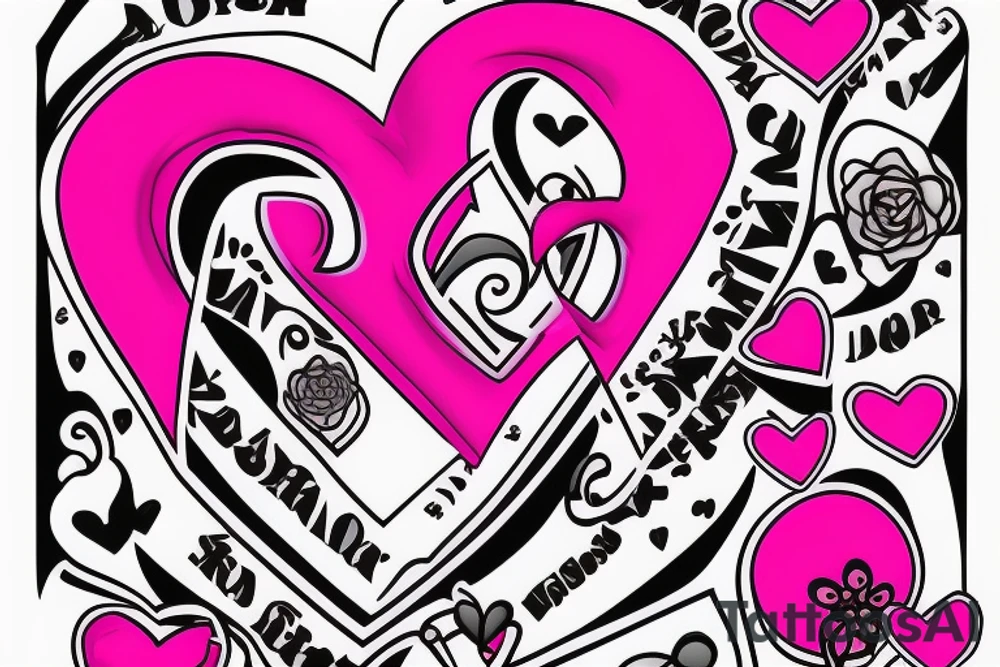 Breast cancer awareness logo with a heart inside designed for a guy tattoo idea