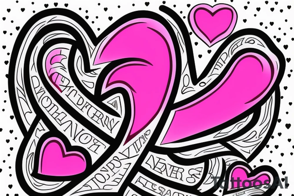 Breast cancer awareness logo with a heart inside designed for a guy tattoo idea