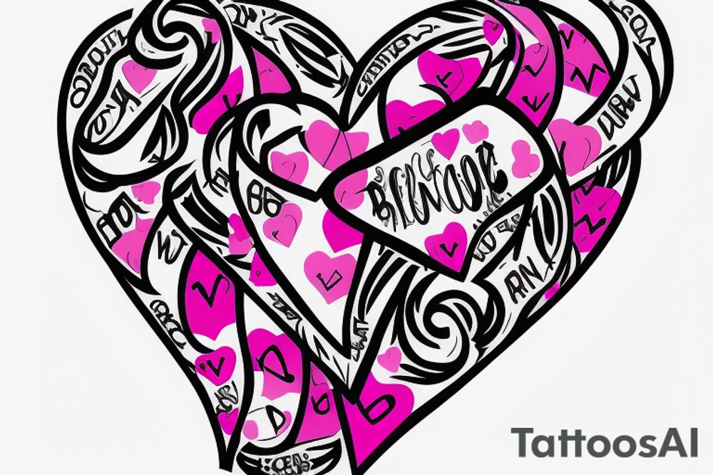 Breast cancer awareness logo with a heart inside designed for a guy tattoo idea