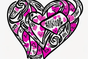 Breast cancer awareness logo with a heart inside designed for a guy tattoo idea