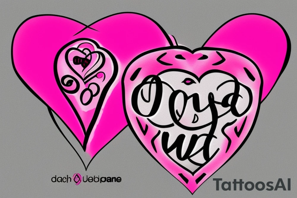 Breast cancer awareness logo with a heart inside designed for a guy tattoo idea