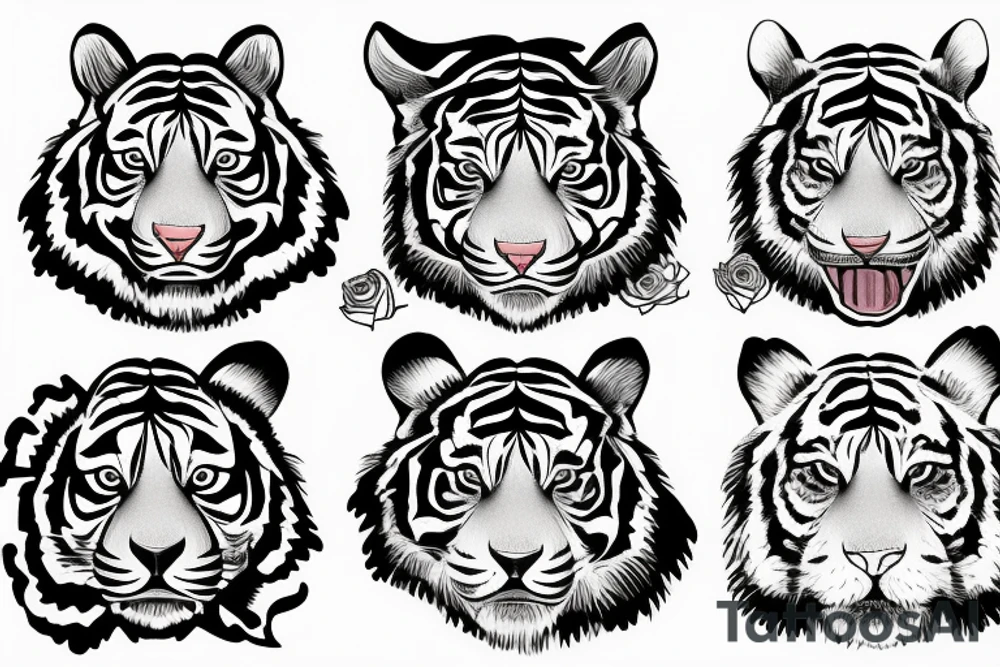 Tiger with an eye and a rose tattoo idea