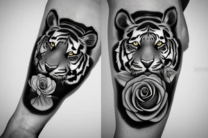 Tiger with an eye and a rose tattoo idea