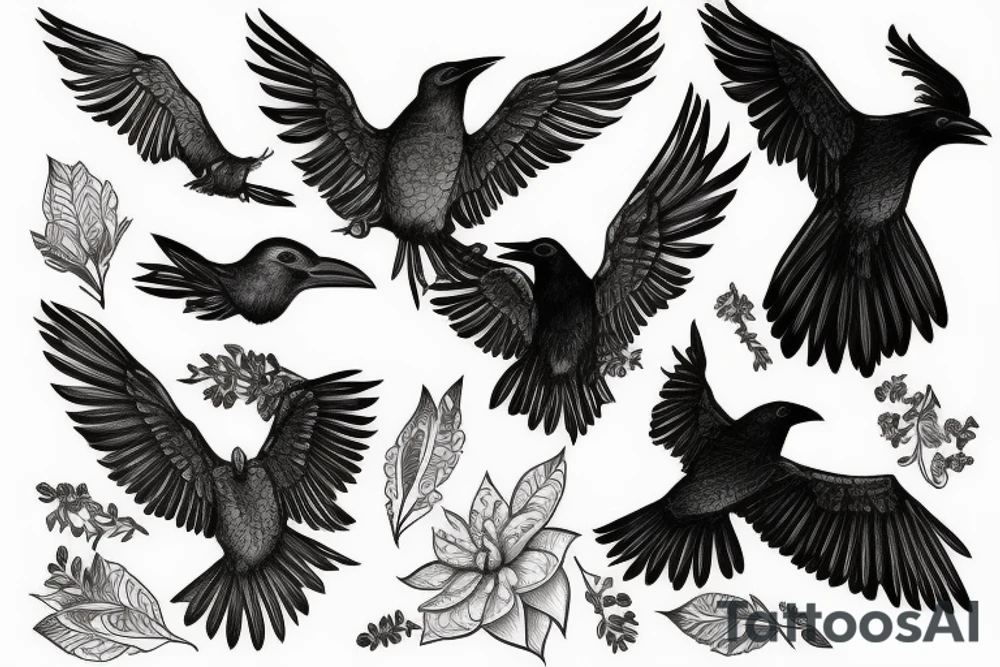Raven spreading its wings tattoo idea