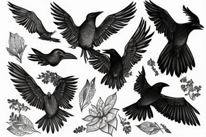 Raven spreading its wings tattoo idea