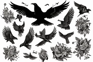 Raven spreading its wings tattoo idea