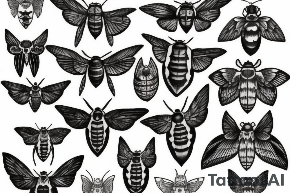 Death head skull moth tattoo idea
