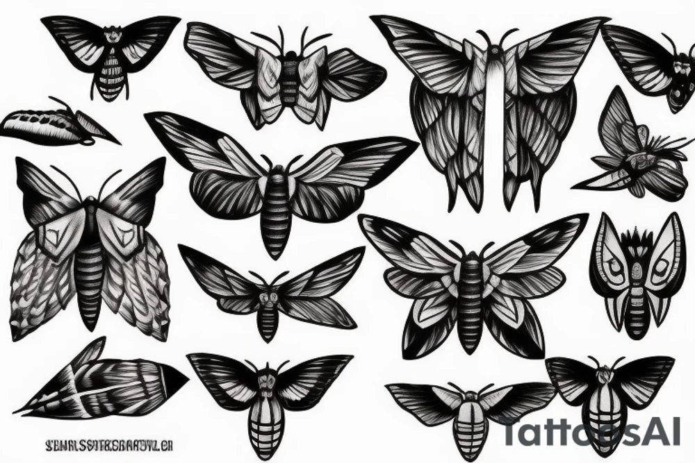 Death head skull moth tattoo idea