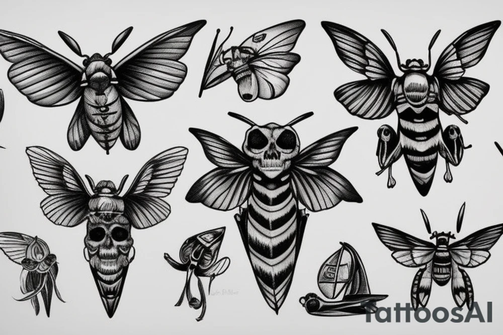 Death head skull moth tattoo idea