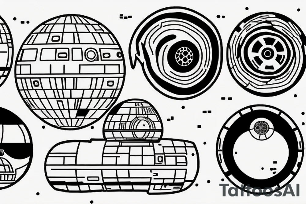 death star, minimal, line tattoo idea