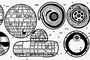 death star, minimal, line tattoo idea