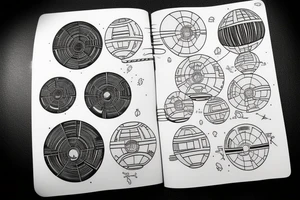 death star, minimal, line tattoo idea