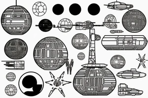 death star, minimal, line tattoo idea