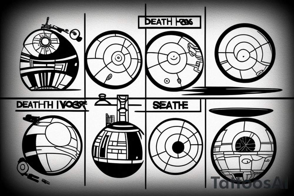 death star, minimal, line tattoo idea