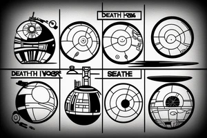 death star, minimal, line tattoo idea