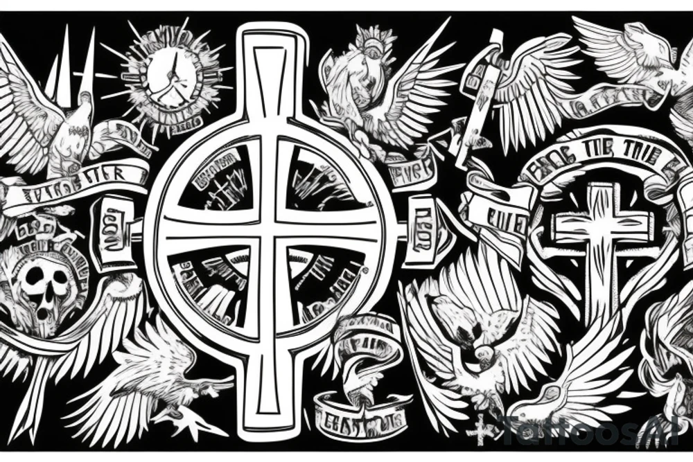 Cross in god we trust tattoo idea