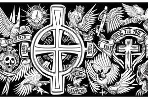 Cross in god we trust tattoo idea
