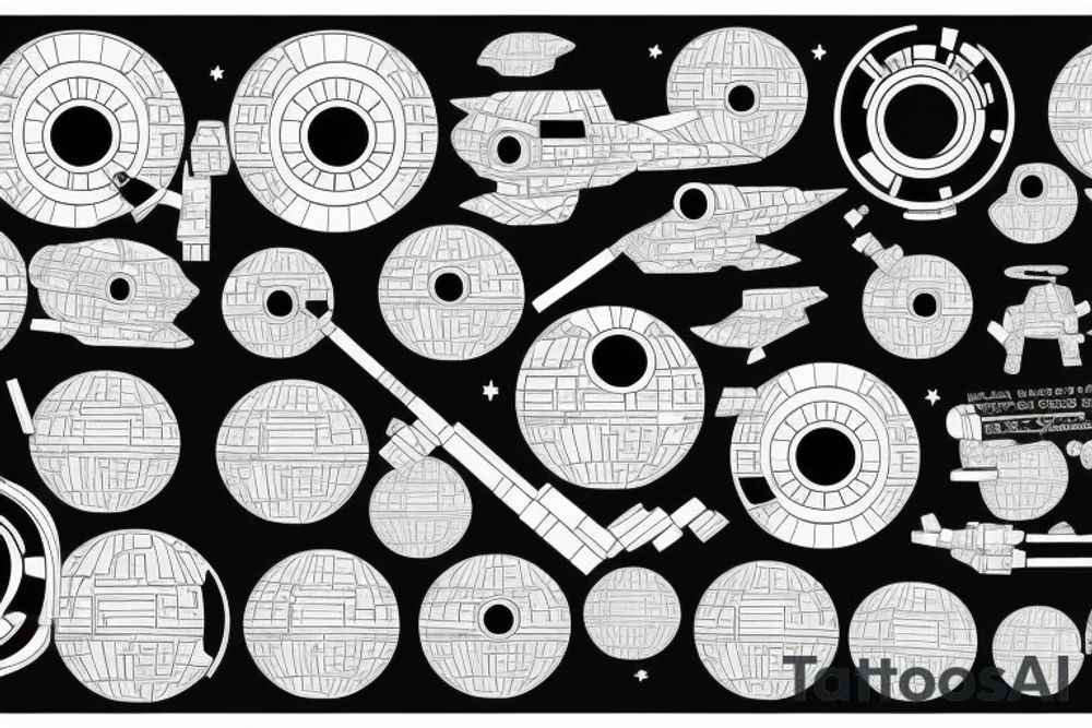 death star, minimal, line tattoo idea