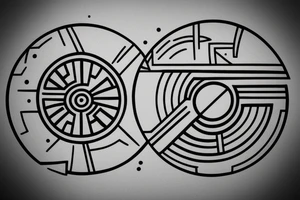 death star, minimal, line tattoo idea