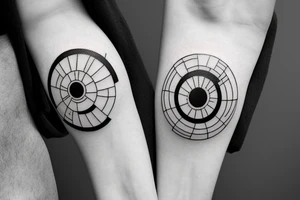 death star, minimal, line tattoo idea