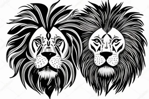 Half lion face half human face tattoo idea